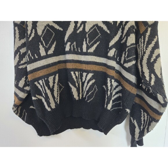 VTG Sweater Mens M 90s Knit Wool Blend Abstract Grandpa 3D Knit Biggie Cosby - Picture 3 of 8